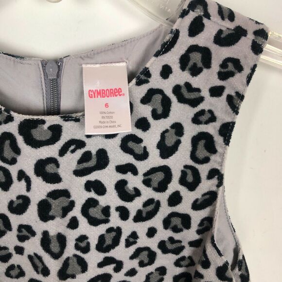 Gymboree Gray Black Animal Print Leopard Sleeveless Corduroy Dress Girls Size 6 - Picture 2 of 3